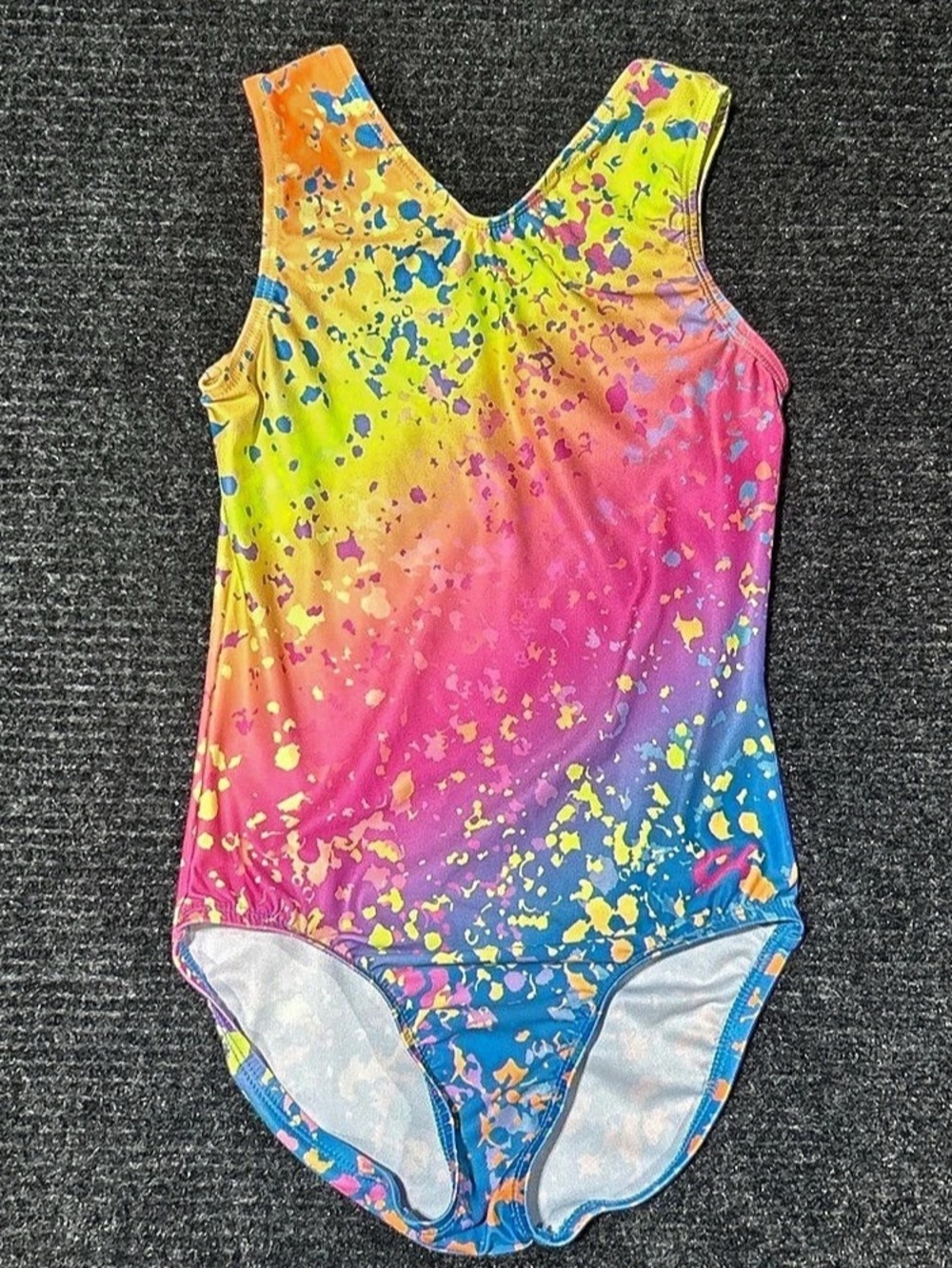 GK Elite Sportswear Leotard Child M Neon Splatter Gymnastics Dance 2022